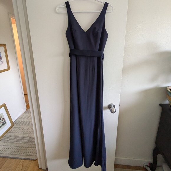 Vera Wang WHITE label midnight blue maxi gown formal bridesmaid dress size 0 - Picture 1 of 4